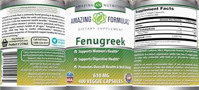 Photo of the AN Amazing Nutrition Amazing Formulas Fenugreek 610 mg label