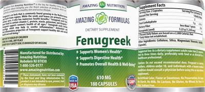 Photo of the AN Amazing Nutrition Amazing Formulas Fenugreek 610 mg label