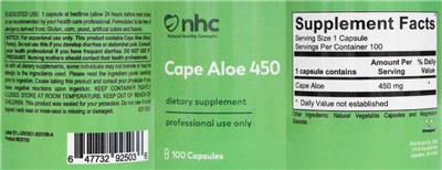 Photo of the NHC Natural Healthy Concepts Cape Aloe 450 label