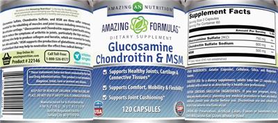 Photo of the AN Amazing Nutrition Amazing Formulas Glucosamine Chondroitin & MSM label