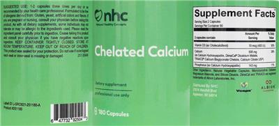 Photo of the NHC Natural Healthy Concepts Chelated Calcium label
