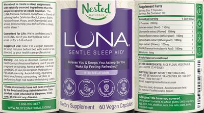 Photo of the Nested Naturals Luna Gentle Sleep Aid label