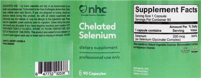 Photo of the NHC Natural Healthy Concepts Chelated Selenium label