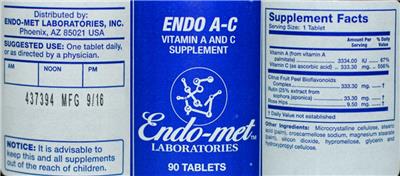 Photo of the Endo-met Laboratories Endo A-C label