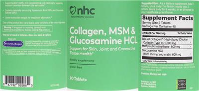 Photo of the NHC Natural Healthy Concepts Collagen, MSM & Glucosamine HCL label