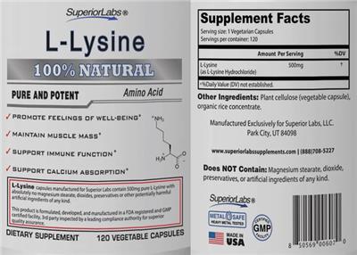 Photo of the SuperiorLabs L-Lysine label
