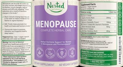 Photo of the Nested Naturals Menopause label