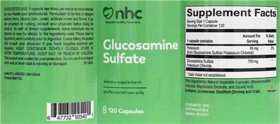 Photo of the NHC Natural Healthy Concepts Glucosamine Sulfate label