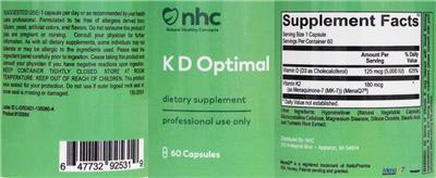 Photo of the NHC Natural Healthy Concepts K D Optimal label