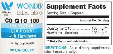 Photo of the Wonder Laboratories Co Q10 100 100 mg label