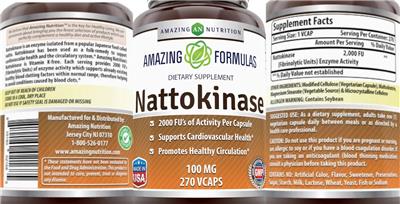 Photo of the AN Amazing Nutrition Amazing Formulas Nattokinase 100 mg label