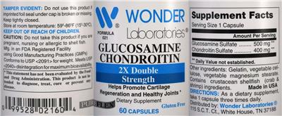Photo of the Wonder Laboratories Glucosamine Chondroitin 2X Double Strength label