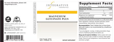 Photo of the Integrative Therapeutics Magnesium Glycinate Plus label