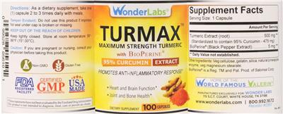 Photo of the Wonder Labs Turmax label