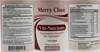 Photo of the Merry Clinic Viti-Nutrients label
