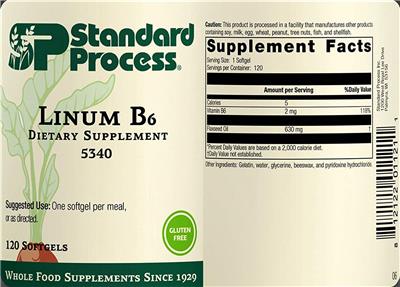 Photo of the SP Standard Process Linum B6 label