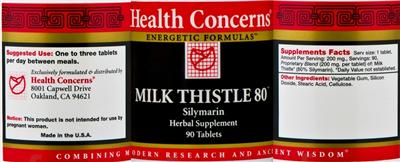 Photo of the Health Concerns Milk Thistle 80 label