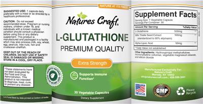 Photo of the Natures Craft L-Glutathione label