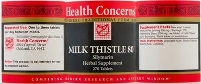 Photo of the Health Concerns Milk Thistle 80 label