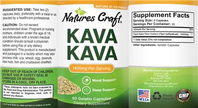 Photo of the Natures Craft Kava Kava 1400 mg label