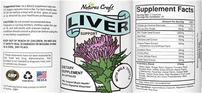 Photo of the Natures Craft Liver Support label
