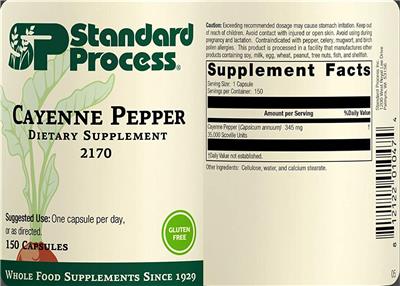 Photo of the SP Standard Process Cayenne Pepper label