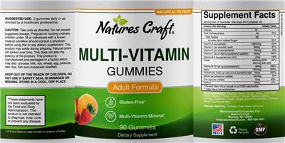 Photo of the Natures Craft Multi-Vitamin Gummies label