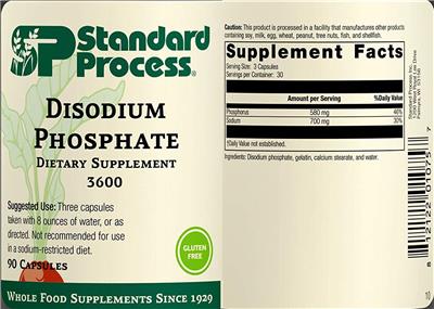Photo of the SP Standard Process Disodium Phosphate label