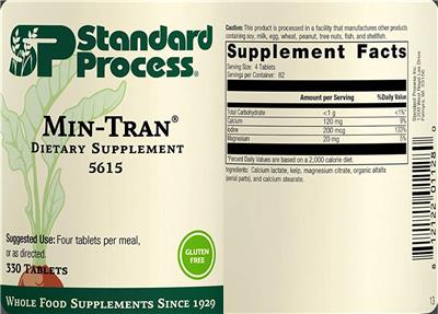 Photo of the SP Standard Process Min-Tran label