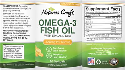 Photo of the Natures Craft Omega-3 Fish Oil 1200 mg label