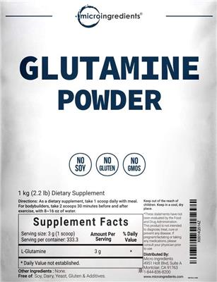 Photo of the Micro Ingredients Glutamine Powder label