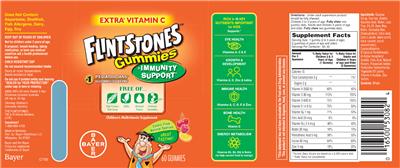 Photo of the Bayer Flintstones Gummies + Immunity Support label