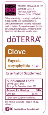 Photo of the doTERRA Clove label