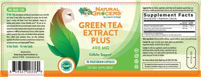 Photo of the Natural Grocers by Vitamin Cottage Green Tea Extract Plus 400 mg label