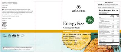 Photo of the Arbonne EnergyFizz Pineapple Flavor label