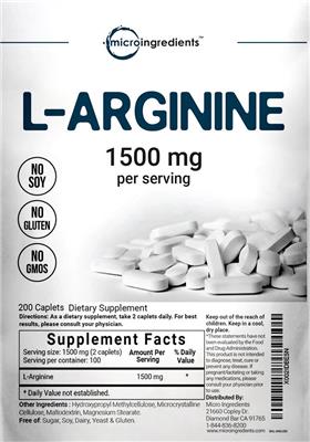 Photo of the Micro Ingredients L-Arginine 1500 mg label