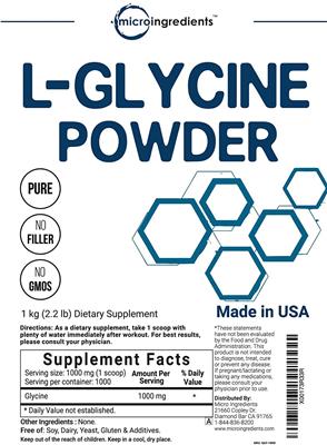 Photo of the Micro Ingredients L-Glycine Powder label
