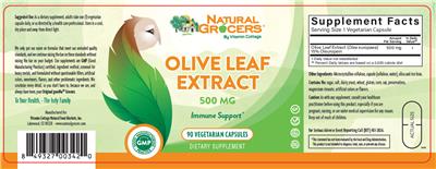 Photo of the Natural Grocers by Vitamin Cottage Olive Leaf Extract 500 mg label