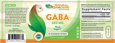 Photo of the Natural Grocers by Vitamin Cottage GABA 500 mg label