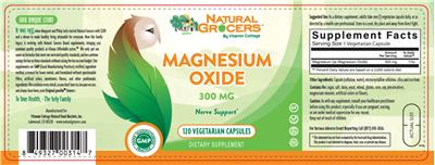 Product label for Magnesium Oxide 300 mg