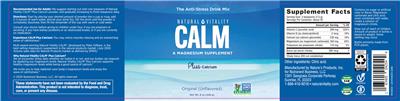 Photo of the Natural Vitality CALM plus Calcium Original (Unflavored) label