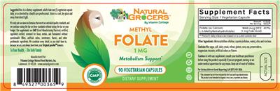 Photo of the Natural Grocers by Vitamin Cottage Methyl Folate 1 mg label