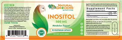 Photo of the Natural Grocers by Vitamin Cottage Inositol 500 mg label