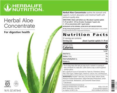Photo of the Herbalife Nutrition Herbal Aloe Concentrate label