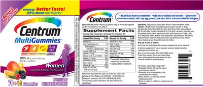 Photo of the Centrum Centrum MultiGummies Women Assorted Natural Fruit Flavors label