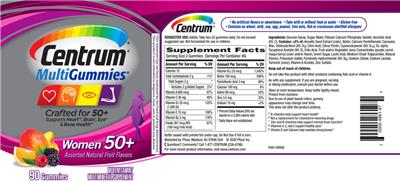 Photo of the Centrum Centrum MultiGummies Women 50+ Assorted Natural Fruit Flavors label
