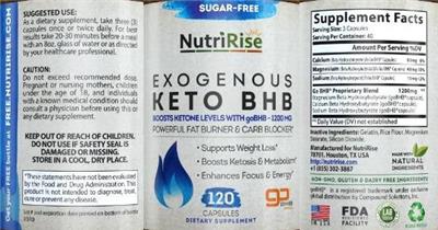 Photo of the NutriRise Exogenous Keto BHB 1200 mg Sugar-Free label