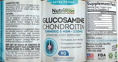 Photo of the NutriRise Glucosamine Chondroitin label