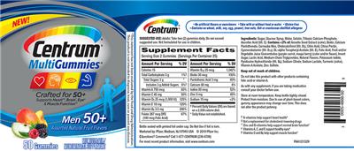Photo of the Centrum Centrum MultiGummies Men 50+ Assorted Natural Fruit Flavors label