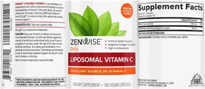 Photo of the Zenwise Health Liposomal Vitamin C label
